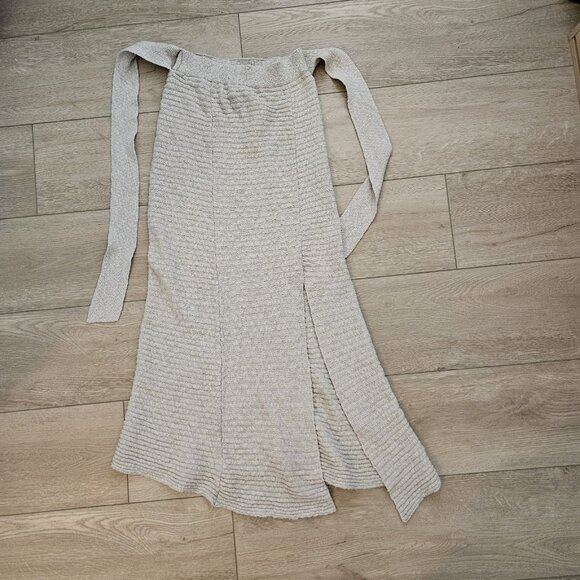 Free People Claudia Oatmeal Knit Belted Blanket Skirt Small - Picture 4 of 4